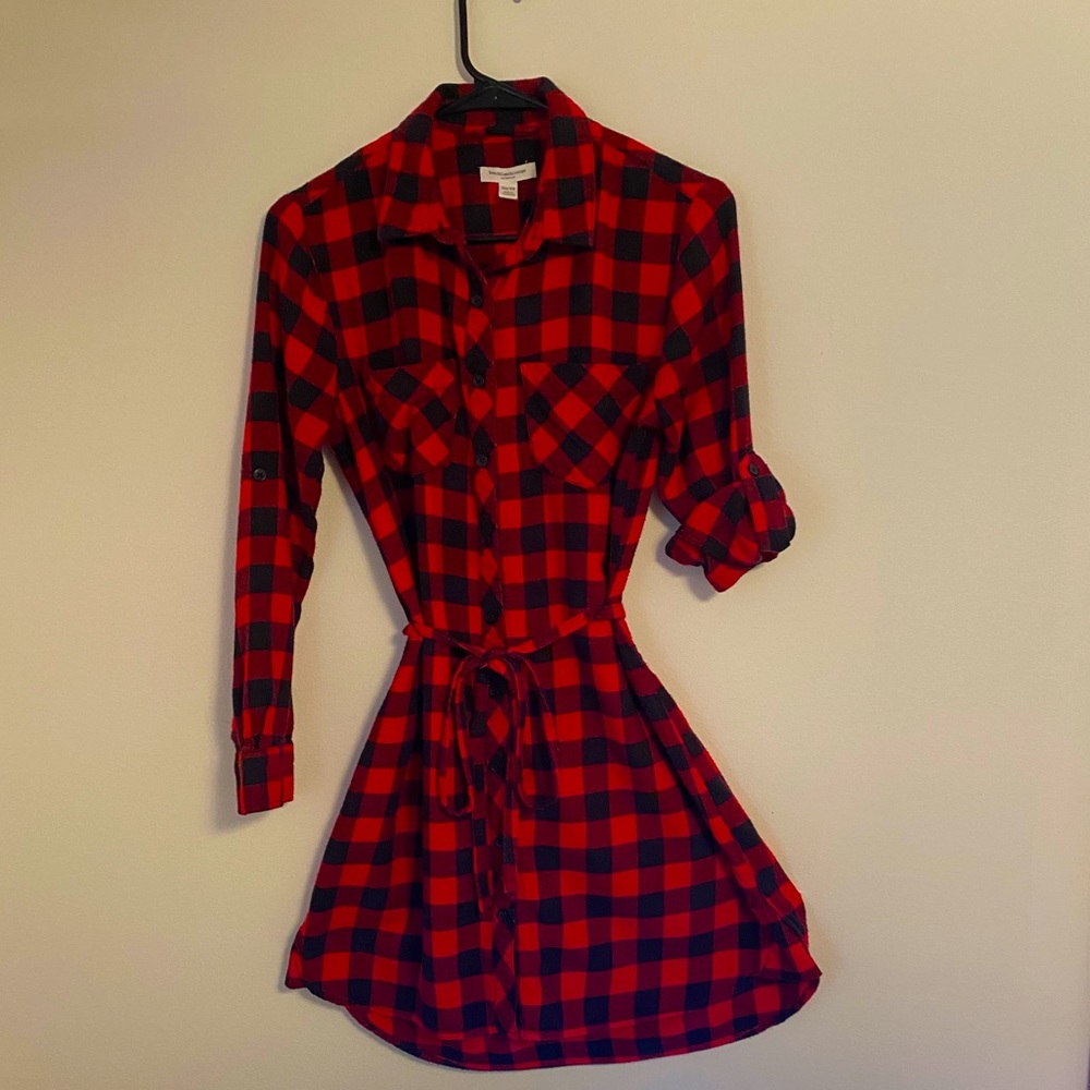 Beach lunch lounge XS red & black checkered dress
